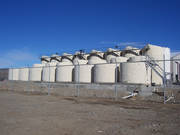 Wine storage tanks.